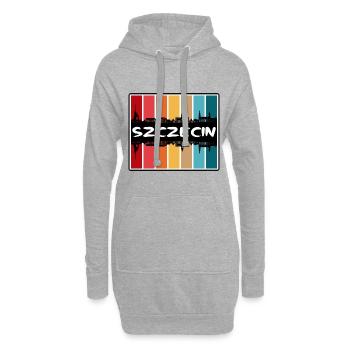 Szczecin Pologne Skyline Silhouette Souvenir de voyage - Sweat-shirt à capuche long Femme - gris chiné - Devant