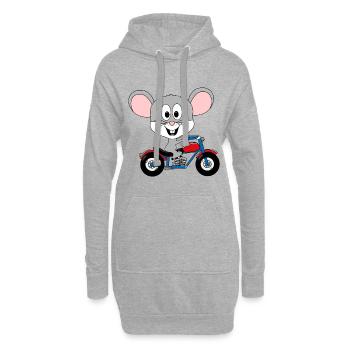 MAUS - MOTORRAD - BIKER - TIER - KIND - BABY - Hoodie-Kleid - Grau meliert - Vorne