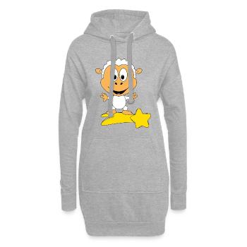 SCHAF - STERNSCHNUPPE - TIER - KIND - BABY - Hoodie-Kleid - Grau meliert - Vorne