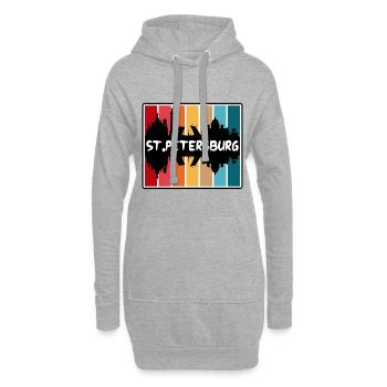 Saint-Pétersbourg Russie Skyline Silhouette Travel Sou - Sweat-shirt à capuche long Femme - gris chiné - Devant
