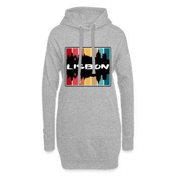 Lisbonne Portugal Skyline Silhouette Voyage Souvenir - Sweat-shirt à capuche long Femme - gris chiné - Devant