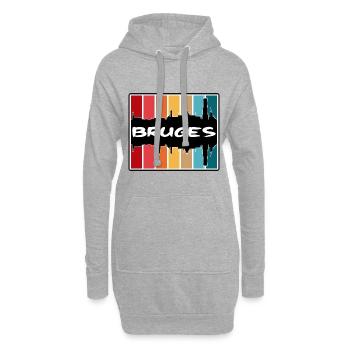 Bruges Belgique Skyline Silhouette Souvenir de voyage - Sweat-shirt à capuche long Femme - gris chiné - Devant