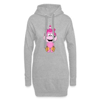 EINHORN - KOFFER - REISE - URLAUB - FERIEN - Hoodie-Kleid - Grau meliert - Vorne
