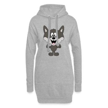 WOLF - TIER - KIND - BABY - TIERISCH - GUT - Hoodie-Kleid - Grau meliert - Vorne