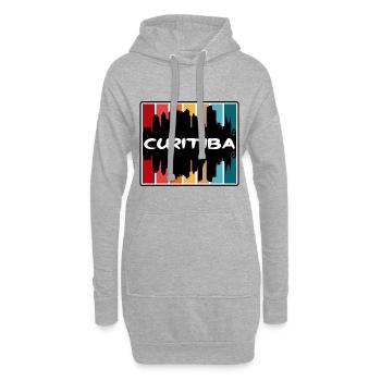 Curitiba Brésil Skyline Silhouette Souvenir de voyage - Sweat-shirt à capuche long Femme - gris chiné - Devant