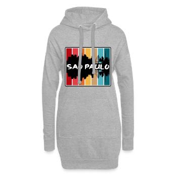 Sao Paulo Brésil Skyline Silhouette Voyage Souveni - Sweat-shirt à capuche long Femme - gris chiné - Devant