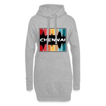 Chennai Inde Skyline Silhouette Souvenir de voyage - Sweat-shirt à capuche long Femme - gris chiné - Devant