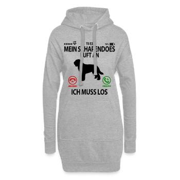 Schapendoes Hund ruft an Spruch Lustig Sprüche - Hoodie-Kleid - Grau meliert - Vorne
