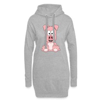 SCHWEIN - TIER - KIND - BABY - Hoodie-Kleid - Grau meliert - Vorne