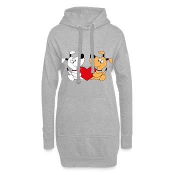 HUNDE - LIEBE - HERZ - TIERE - TIERLIEB - LOVE - Hoodie-Kleid - Grau meliert - Vorne