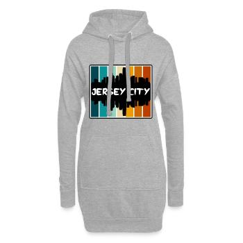 Jersey City New Jersey États-Unis Skyline Silhouette - Sweat-shirt à capuche long Femme - gris chiné - Devant