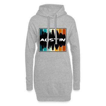 Austin Texas États-Unis Skyline Silhouette Voyage Souveni - Sweat-shirt à capuche long Femme - gris chiné - Devant