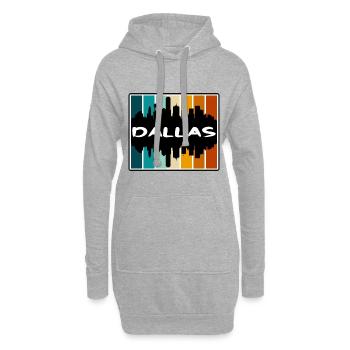 Dallas Texas États-Unis Skyline Silhouette Voyage Souveni - Sweat-shirt à capuche long Femme - gris chiné - Devant