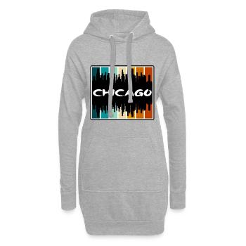 Chicago Illinois États-Unis Skyline Silhouette Voyage Sou - Sweat-shirt à capuche long Femme - gris chiné - Devant