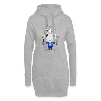 ZAUBERER - MAGIER - MAGIE - NASHORN - TIER - Hoodie-Kleid - Grau meliert - Vorne