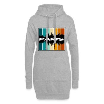 Paris France Skyline Silhouette Voyage Souvenir - Sweat-shirt à capuche long Femme - gris chiné - Devant