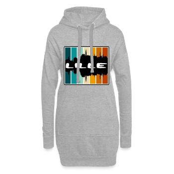 Lille France Skyline Silhouette Voyage Souvenir - Sweat-shirt à capuche long Femme - gris chiné - Devant
