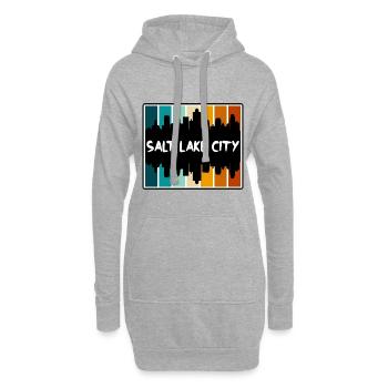 Salt Lake City Utah États-Unis Skyline Silhouette Voyage - Sweat-shirt à capuche long Femme - gris chiné - Devant