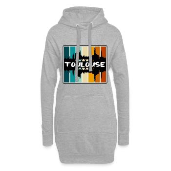 Toulouse France Skyline Silhouette Voyage Souvenir - Sweat-shirt à capuche long Femme - gris chiné - Devant