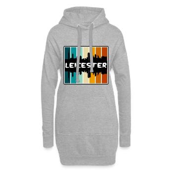 Leicester Angleterre Skyline Silhouette Travel Souven - Sweat-shirt à capuche long Femme - gris chiné - Devant