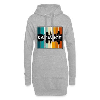 Katowice Pologne Skyline Silhouette Souvenir de voyage - Sweat-shirt à capuche long Femme - gris chiné - Devant