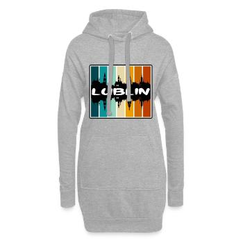 Lublin Pologne Skyline Silhouette Souvenir de voyage - Sweat-shirt à capuche long Femme - gris chiné - Devant