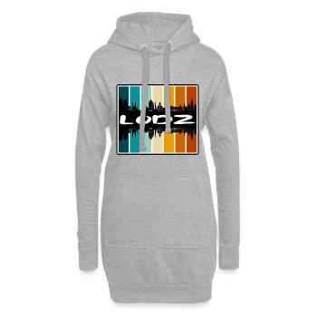 Lodz Pologne Skyline Silhouette Souvenir de voyage - Sweat-shirt à capuche long Femme - gris chiné - Devant