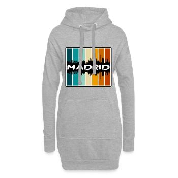 Madrid Espagne Skyline Silhouette Voyage Souvenir - Sweat-shirt à capuche long Femme - gris chiné - Devant