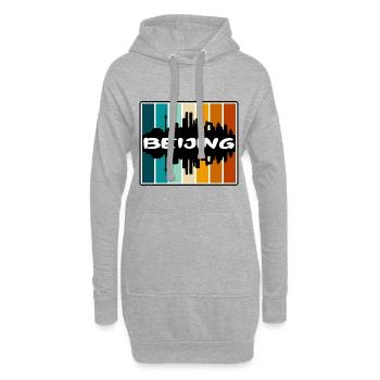 Beijing Chine Skyline Silhouette Voyage Souvenir - Sweat-shirt à capuche long Femme - gris chiné - Devant