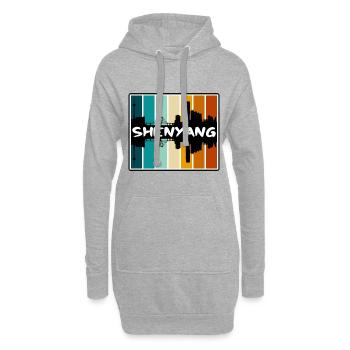 Shenyang Chine Skyline Silhouette Voyage Souvenir - Sweat-shirt à capuche long Femme - gris chiné - Devant
