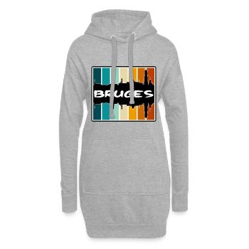 Bruges Belgique Skyline Silhouette Souvenir de voyage - Sweat-shirt à capuche long Femme - gris chiné - Devant