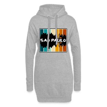 Sao Paulo Brésil Skyline Silhouette Voyage Souveni - Sweat-shirt à capuche long Femme - gris chiné - Devant