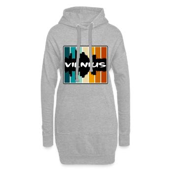 Vilnius Lituanie Skyline Silhouette Voyage Souven - Sweat-shirt à capuche long Femme - gris chiné - Devant