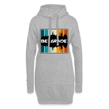 Belgrade Serbie Skyline Silhouette Souvenir de voyage - Sweat-shirt à capuche long Femme - gris chiné - Devant