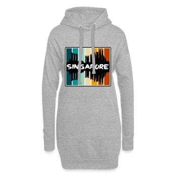Singapour Singapour Skyline Silhouette Souv de voyage - Sweat-shirt à capuche long Femme - gris chiné - Devant
