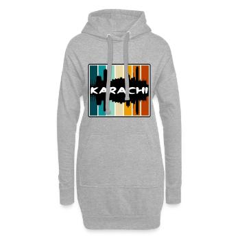 Karachi Pakistan Skyline Silhouette Voyage Souveni - Sweat-shirt à capuche long Femme - gris chiné - Devant