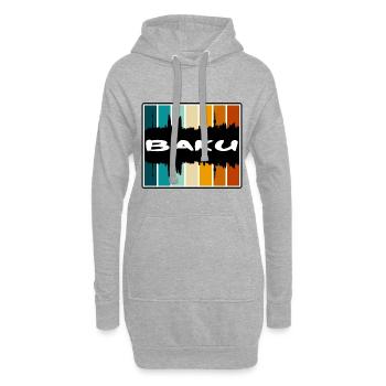 Baku Aserbaidschan Skyline Silhouette Reise Souvenir - Hoodie-Kleid - Grau meliert - Vorne
