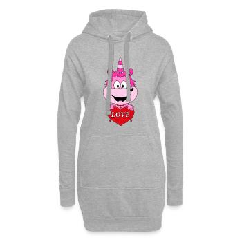 EINHORN - LIEBE - HERZ - LOVE - KIND - BABY - Hoodie-Kleid - Grau meliert - Vorne