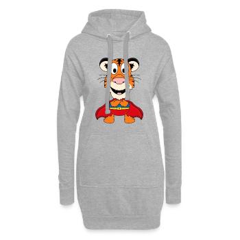 TIGER - SUPERHELD - HELD - TIER - KIND - BABY - Hoodie-Kleid - Grau meliert - Vorne