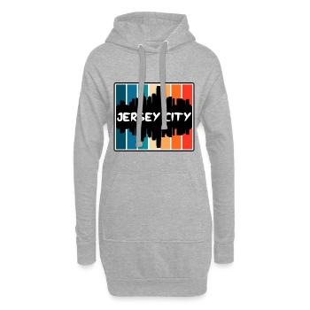 Jersey City New Jersey États-Unis Skyline Silhouette - Sweat-shirt à capuche long Femme - gris chiné - Devant
