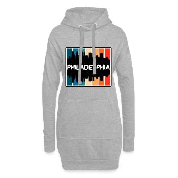 Philadelphie Pennsylvanie États-Unis Skyline Silhouette T - Sweat-shirt à capuche long Femme - gris chiné - Devant