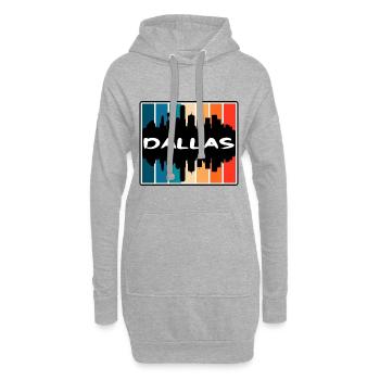 Dallas Texas États-Unis Skyline Silhouette Voyage Souveni - Sweat-shirt à capuche long Femme - gris chiné - Devant