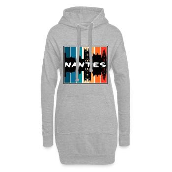 Nantes France Skyline Silhouette Voyage Souvenir - Sweat-shirt à capuche long Femme - gris chiné - Devant
