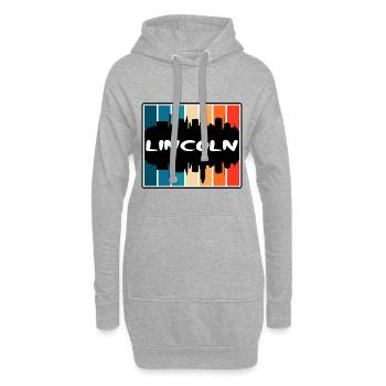 Lincoln Nebraska États-Unis Skyline Silhouette Voyage Sou - Sweat-shirt à capuche long Femme - gris chiné - Devant