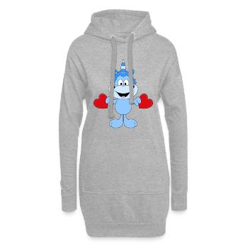 EINHORN - LIEBE - LOVE - HERZEN - VERLIEBT - Hoodie-Kleid - Grau meliert - Vorne