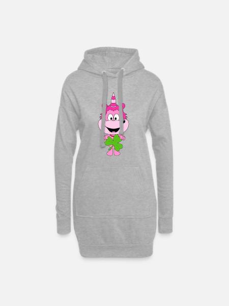 EINHORN - KLEEBLATT - KIND - BABY - Hoodie-Kleid - Grau meliert