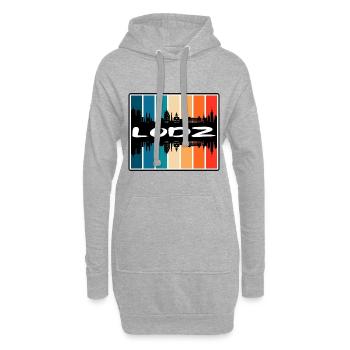 Lodz Pologne Skyline Silhouette Souvenir de voyage - Sweat-shirt à capuche long Femme - gris chiné - Devant