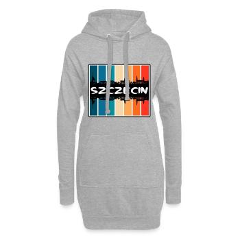 Szczecin Pologne Skyline Silhouette Souvenir de voyage - Sweat-shirt à capuche long Femme - gris chiné - Devant