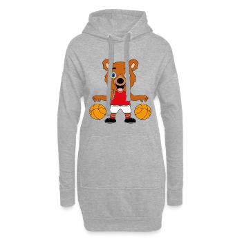 TEDDY - BÄR - TEDDYBÄR - BASKETBALL - SPORT - Hoodie-Kleid - Grau meliert - Vorne