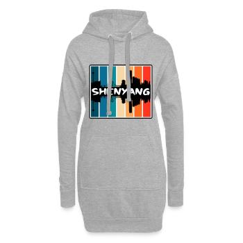 Shenyang Chine Skyline Silhouette Voyage Souvenir - Sweat-shirt à capuche long Femme - gris chiné - Devant